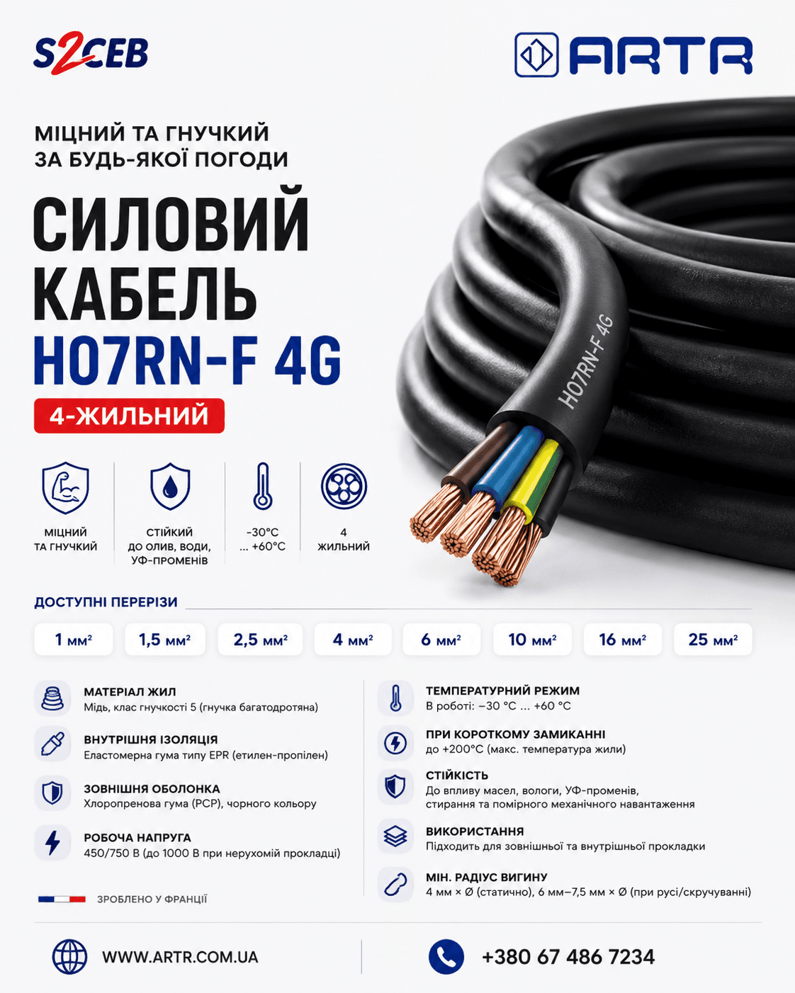CAE Силовий кабель H07RN-F 4G (4-жильний) 1